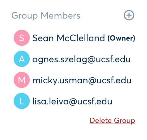 screenshot of group members in otter.ai website with delete group option