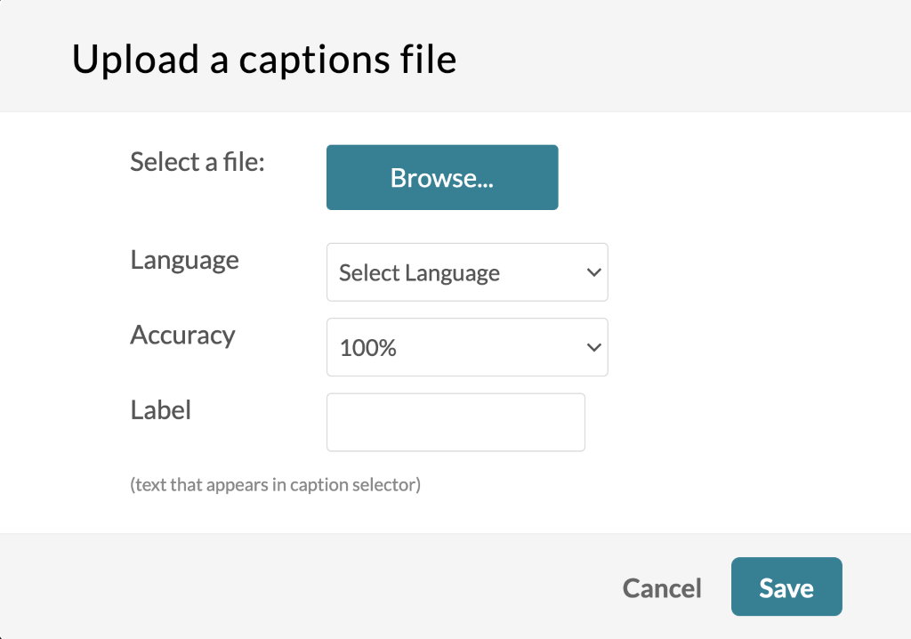 screenshot of adding captions file on media@ucsf from the cle